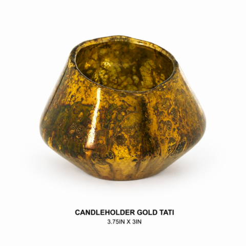 CANDLEHOLDER GOLD TATI 3.75IN X 3IN