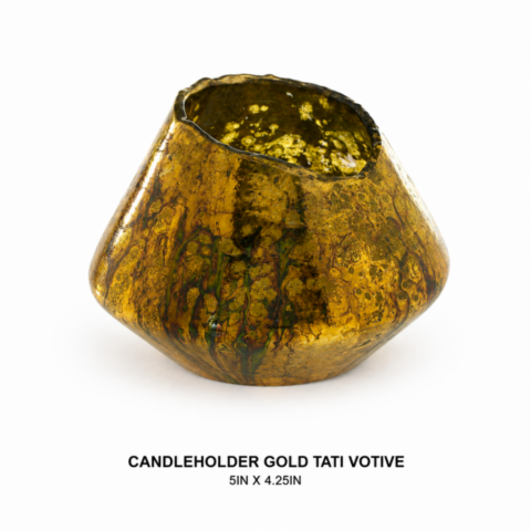 CANDLEHOLDER GOLD TATI VOTIVE 5IN X 4.25IN