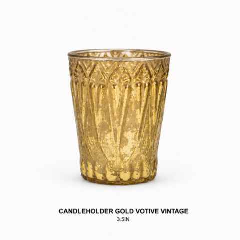 CANDLEHOLDER GOLD VOTIVE VINTAGE 3.5IN