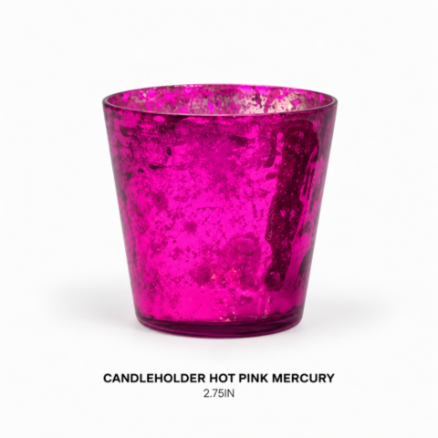 CANDLEHOLDER HOT PINK MERCURY 2.75IN