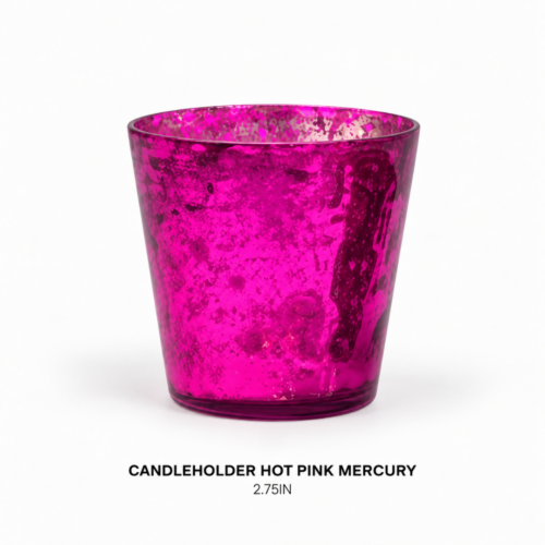 CANDLEHOLDER HOT PINK MERCURY 2.75IN