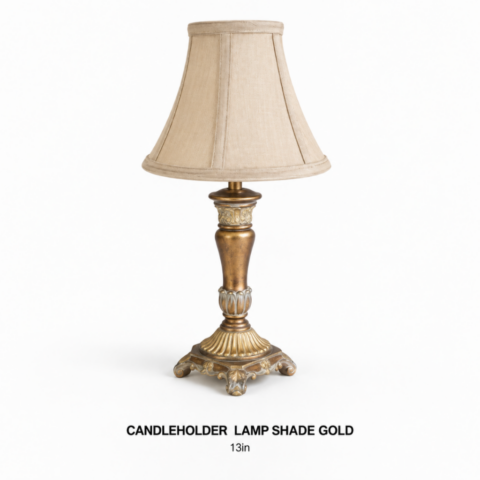CANDLEHOLDER LAMP SHADE GOLD 13in