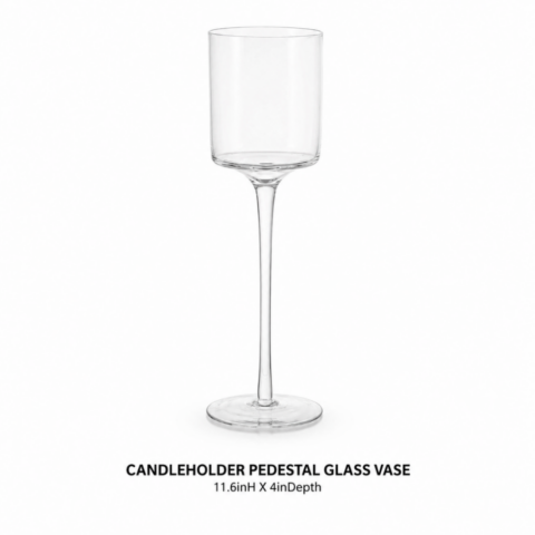 CANDLEHOLDER PEDESTAL GLASS VASE 11.6inH X 4inDepth