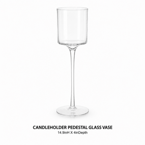 CANDLEHOLDER PEDESTAL GLASS VASE 14.9inH X 4inDepth