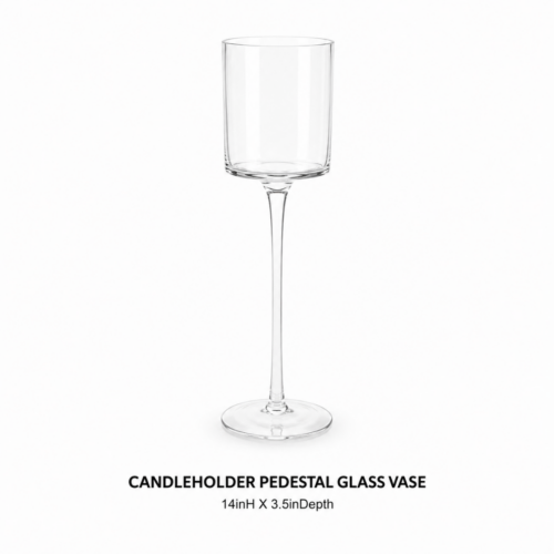 CANDLEHOLDER PEDESTAL GLASS VASE 14inH X 3.5inDept