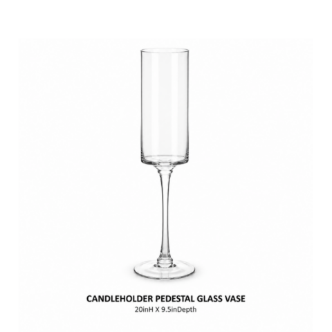 CANDLEHOLDER PEDESTAL GLASS VASE 20inH X 9.5inDepth (2)