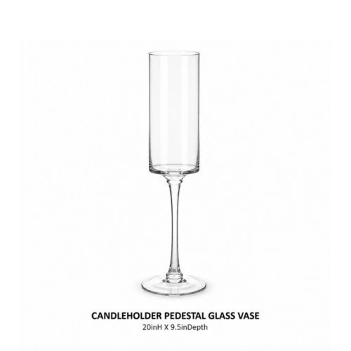 CANDLEHOLDER PEDESTAL GLASS VASE 20inH X 9.5inDept