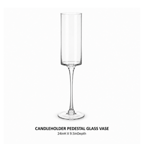 CANDLEHOLDER PEDESTAL GLASS VASE 24inH X 9.5inDepth