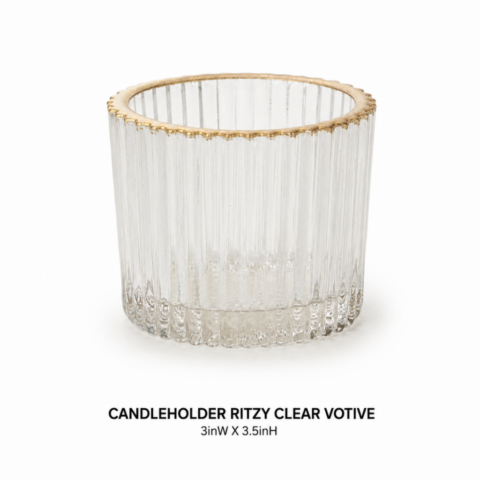 CANDLEHOLDER RITZY CLEAR VOTIVE 3inW X 3.5inH