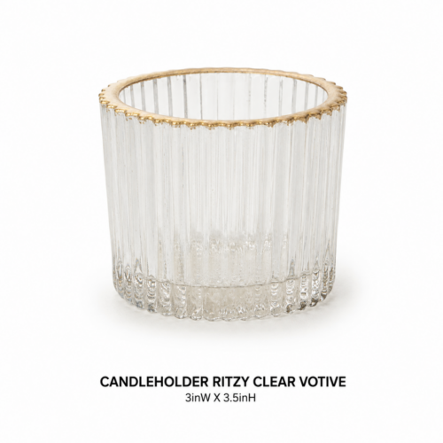 CANDLEHOLDER RITZY CLEAR VOTIVE 3inW X 3.5inH
