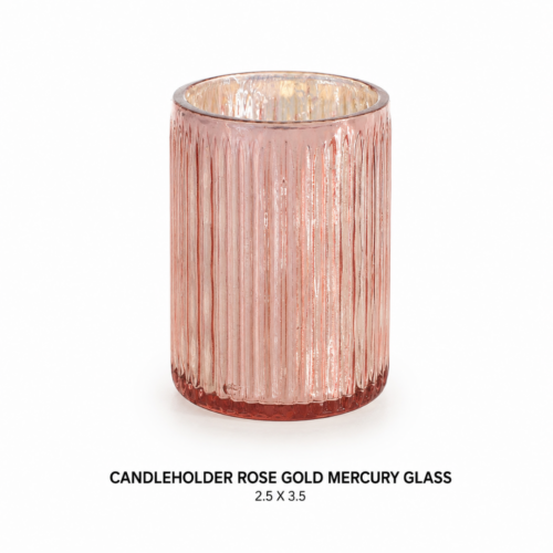 CANDLEHOLDER ROSE GOLD MERCURY GLASS 2.5 X 3.5