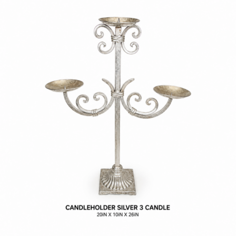 CANDLEHOLDER SILVER 3 CANDLE