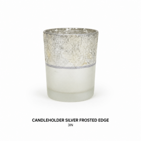 CANDLEHOLDER SILVER FROSTED EDGE 3IN