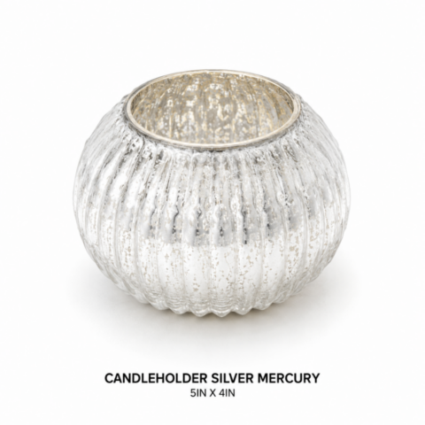 CANDLEHOLDER SILVER MERCURY 5IN X 4IN