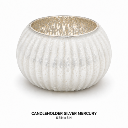 CANDLEHOLDER SILVER MERCURY 6.5IN x 5IN