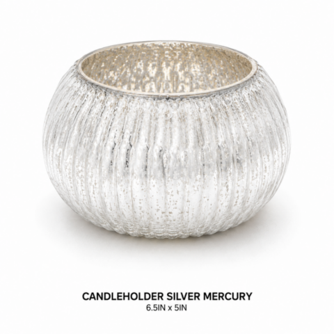 CANDLEHOLDER SILVER MERCURY 6.5IN x 5IN