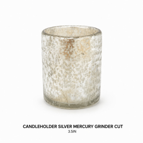 CANDLEHOLDER SILVER MERCURY GRINDER CUT 3.5IN