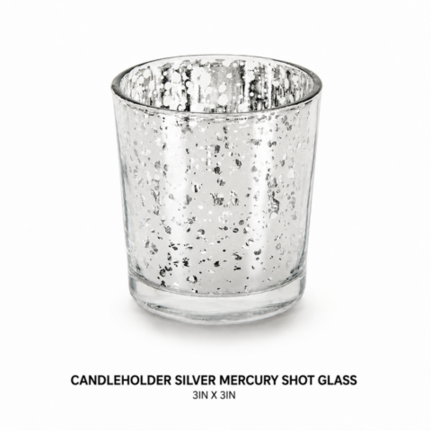 CANDLEHOLDER SILVER MERCURY SHOT GLASS