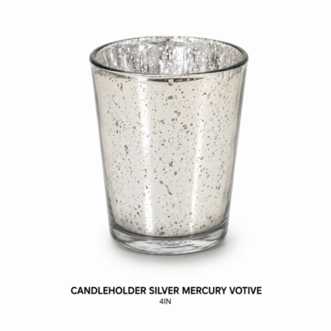 CANDLEHOLDER SILVER MERCURY VOTIVE 4IN