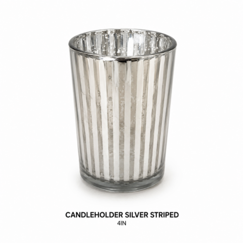 CANDLEHOLDER SILVER STRIPED 4IN