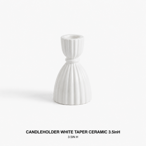 CANDLEHOLDER WHITE TAPER CERAMIC 3.5inH