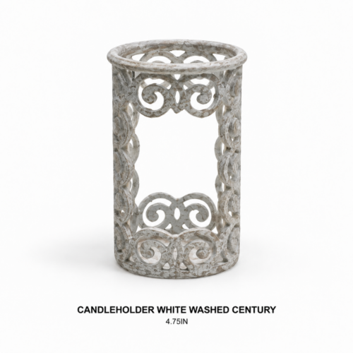 CANDLEHOLDER WHITE WASHED CENTURY 4.75IN