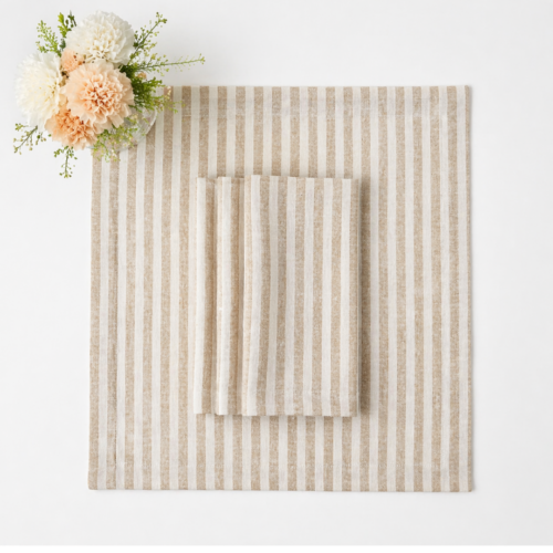 NAPKIN NATURAL STRIPED 20IN X 20IN
