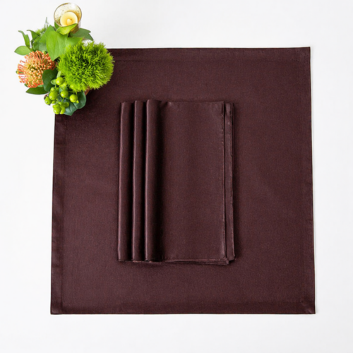 NAPKIN BROWN SHANTUNG SATIN POLY BACK 20IN X 20IN