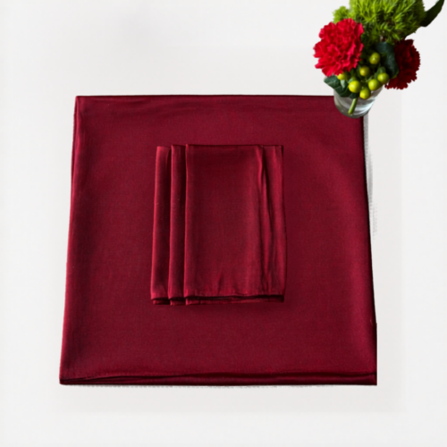 NAPKIN BURGUNDY CRUSHED SATIN 19.5IN X 19.5IN