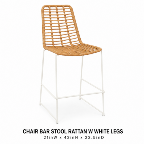 CHAIR_BAR_STOOL_RATTAN_WITH_WHITE_LEGS_21INW_X_42INH_X_22_5IND_NATURAL_RATTAN_BAR_STOOL_WHITE_METAL_FRAME_WOVEN_SEAT_AND_BACK_MODERN_BOHO_COUNTER_HEIGHT_SEATING_COCKTAIL_RECEPTION_FURNITURE_RENTAL_WEDDINGS_EVENTS_PARTY_CAYMAN_ISLANDS_CELEBRATIONS