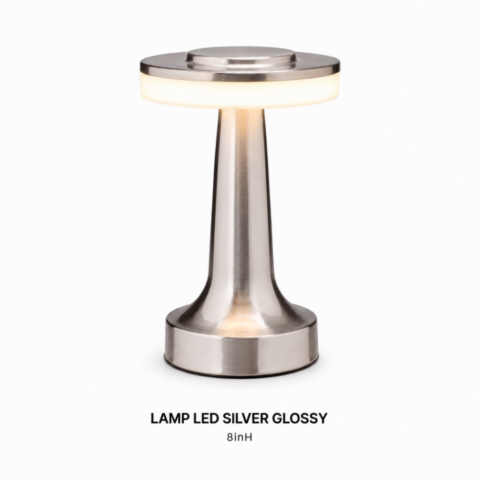 LAMP LED SILVER GLOSSY 8IN