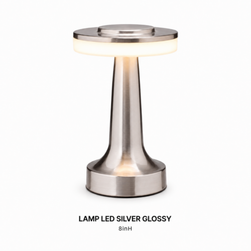 LAMP LED SILVER GLOSSY 8inH