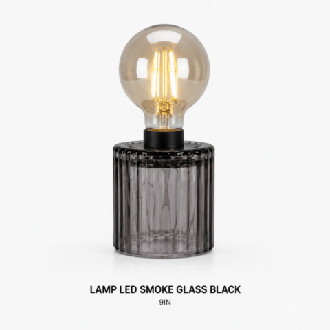 LAMP LED SMOKE GLASS BLACK 9IN