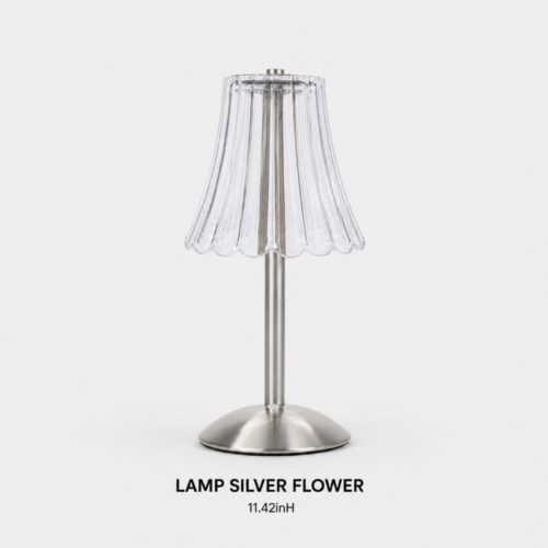 LAMP SILVER FLOWER 11.42inH