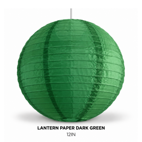 LANTERN PAPER DARK GREEN 12IN