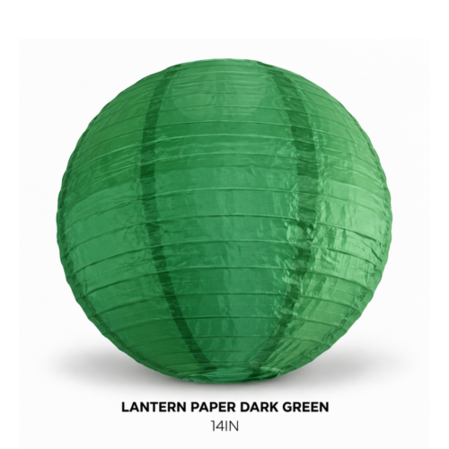 LANTERN PAPER DARK GREEN 14IN
