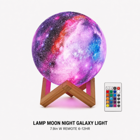 Lamp Moon Night Galaxy Light 7.9in W Remote 6-12HR