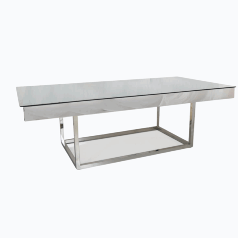 TABLE RECTANGLE SILVER CHROME STEEL 30"H X 4ftW X 8ftL - 10 PCS 30"H X 3ftW X 6ftL - 1PC