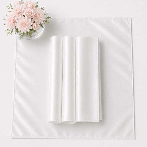 NAPKIN WHITE SATIN DOUBLE 20IN X 20IN