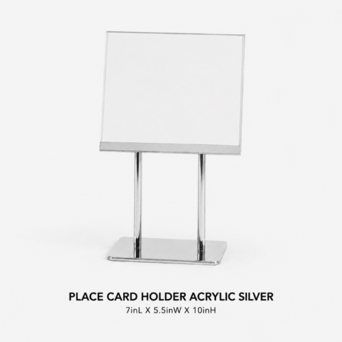 PLACE CARD HOLDER ACRYLIC SILVER 7inL X 5.5inW X 1