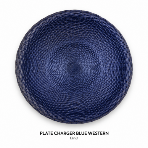 PLATE_CHARGER_BLUE_WESTERN_13IN_DIAMETER_NAVY_BLUE_WOVEN_RATTAN_CHARGER_PLATE_HANDWOVEN_TEXTURE_ROUND_TABLE_SETTING_COASTAL_TABLESCAPE_TROPICAL_PLACE_SETTING_ELEGANT_DINING_DECOR_RENTAL_WEDDINGS_EVENTS_PARTY_CAYMAN_ISLANDS_CELEBRATIONS