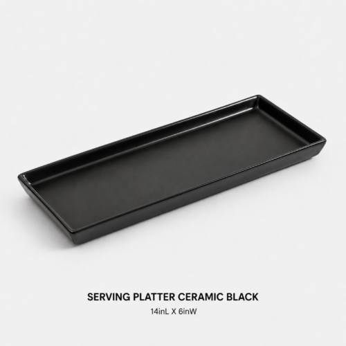 SERVING PLATTER CERAMIC BLACK 14inL X 6inW