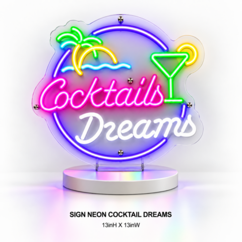 SIGN NEON COCKTAIL DREAMS 13inH X 13inW