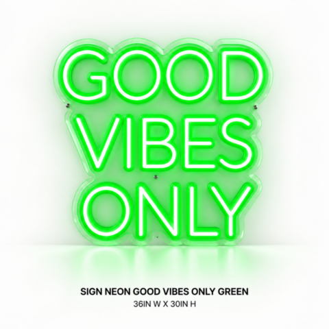 SIGN NEON GOOD VIBES ONLY GREEN 36IN W X 30IN H