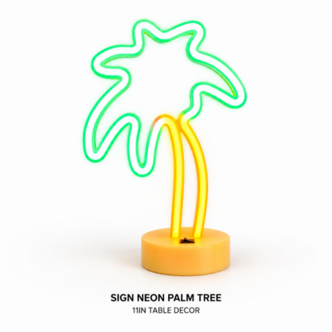 SIGN NEON PALM TREE 11IN TABLE DECOR