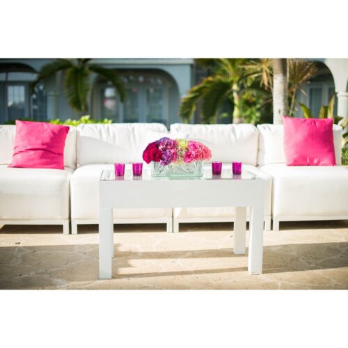 Table Coffee White Rectangle Wooden