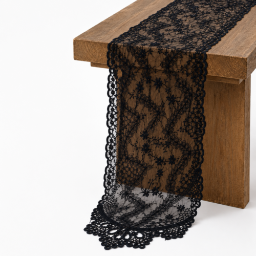 TABLE RUNNER BLACK LACE 74inL X 12inW