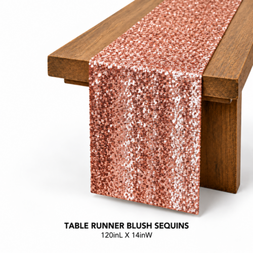 TABLE RUNNER BLUSH SEQUINS 120inL X 14inW