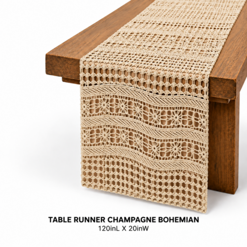 TABLE RUNNER CHAMPAGNE BOHEMIAN 120inL X 20inW
