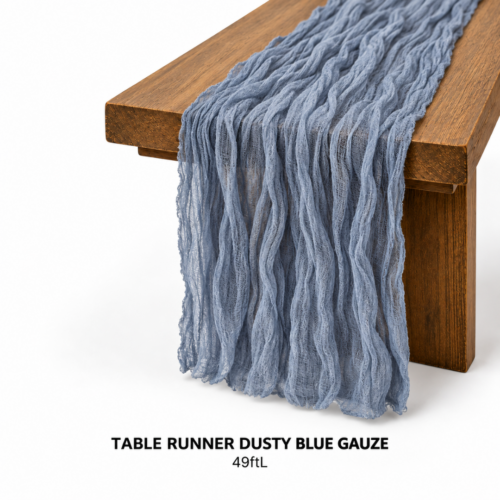 TABLE RUNNER DUSTY BLUE GAUZE 49ftL